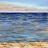Noordzee bij De Koog (11 VII 2021) pastel op papier, 15 x 15 cm (lijst 20 x 20 cm)