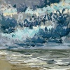 Noordzee (14 VII 2024 A) pastel op papier, 15 x 15 cm