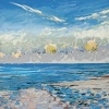 Noordzee (31 VII 2024 B) pastel op papier, 15 x 15 cm