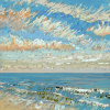 Noordzee (09 VIII 2025 A) pastel op papier, 15 x 15 cm