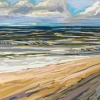 Strand bij De Koog (18 VII 2019) pastel op papier, 24 x 32 cm (lijst 30 x 40 cm)