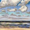 Strand bij De Koog (12 VIII 2019) pastel op papier, 24 x 32 cm (lijst 30 x 40 cm)