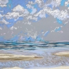 Strand bij De Koog (28 VIII 2019) pastel op papier, 24 x 32 cm (lijst 30 x 40 cm)