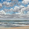 Noordzee bij De Koog (16 VII 2021) pastel op papier, 24 x 32 cm (lijst 30 x 40 cm)